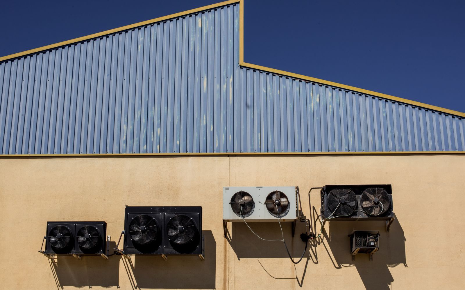 Industrial air-conditioning and ventilation units on a building