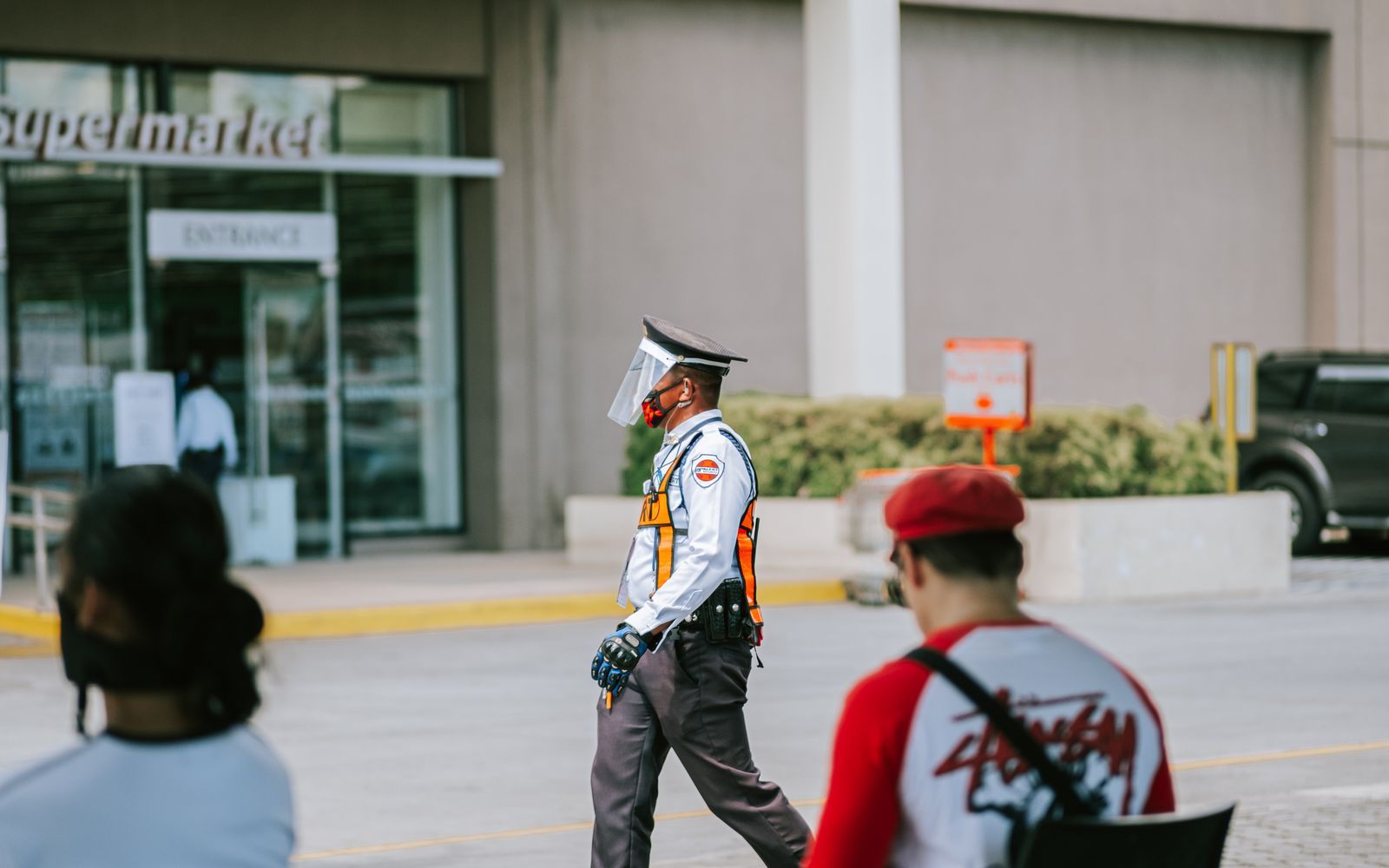 Uniformed security officer on duty